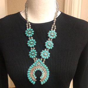 Heavy costume turquoise squash blossom